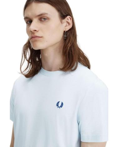 FRED PERRY EMBROIDERED LOGO TEE T-SHIRT HELLBLAU CELESTE
