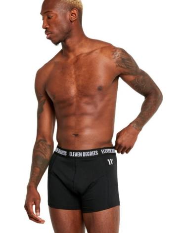 3ER-PACK 11 DEGREES S WORDS LOGO BOXER SCHWARZ NEGRO