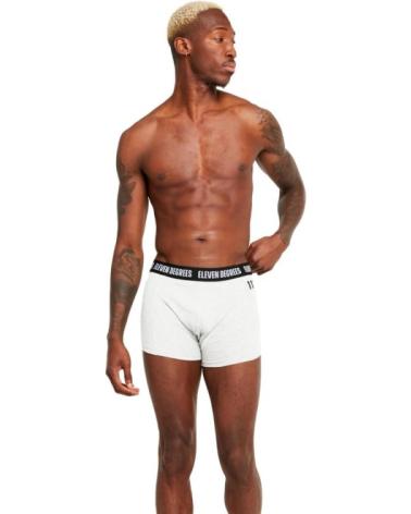 11 DEGREES TRIPACK BOXERS WORDS LOGO - NOIR, BLANC ET GRIS NEGRO