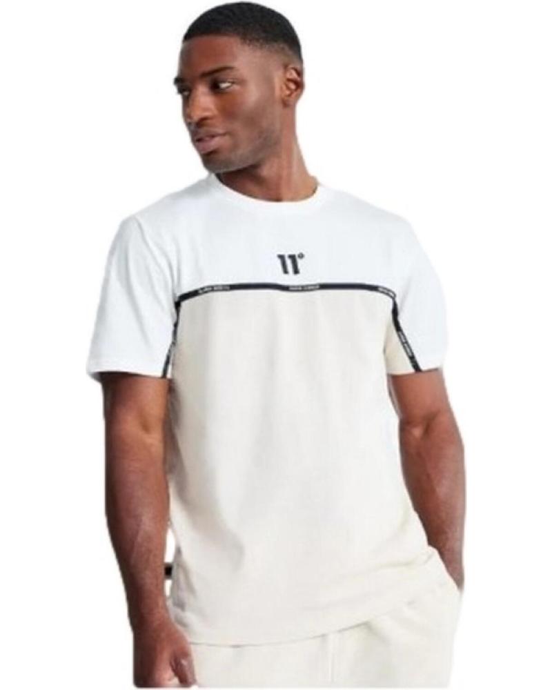 11 DEGREES COLOUR BLOCK TAPED T-SHIRT - BEIGE BEIG
