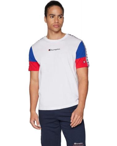 CHAMPION LEGACY TAPPERED TEE KURZARM T-SHIRT WEISS MIT FARBBLÖCKEN BLANCO