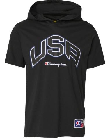 CHAMPION KAPUZEN-T-SHIRT MIT KURZEN ÄRMELN USA SCHWARZ MARINO