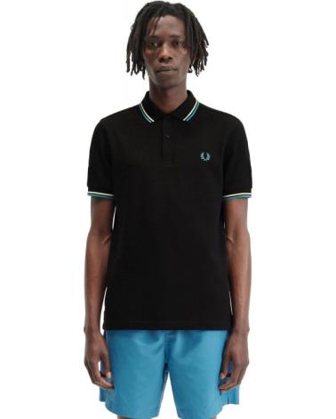 FRED PERRY U96 TWIN TIPPED POLOHEMD SCHWARZ NEGRO