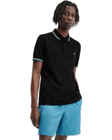 FRED PERRY U96 TWIN TIPPED POLOHEMD SCHWARZ NEGRO