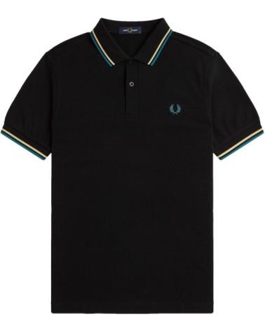 FRED PERRY U96 TWIN TIPPED POLOHEMD SCHWARZ NEGRO