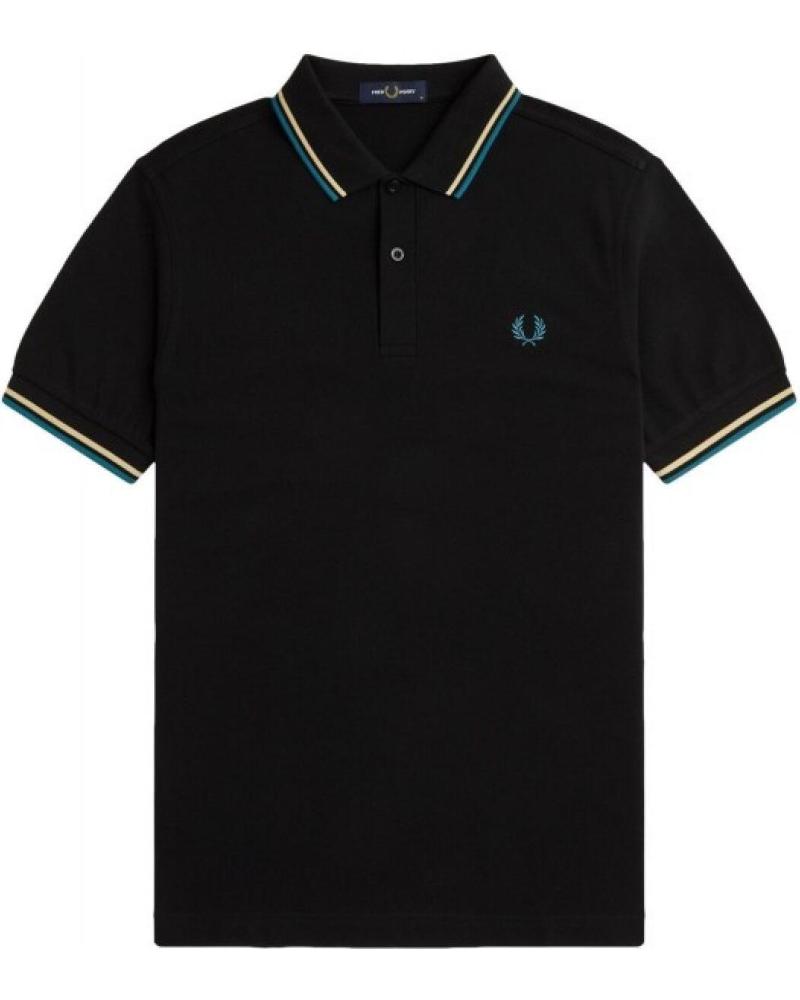FRED PERRY U96 TWIN TIPPED POLOHEMD SCHWARZ NEGRO