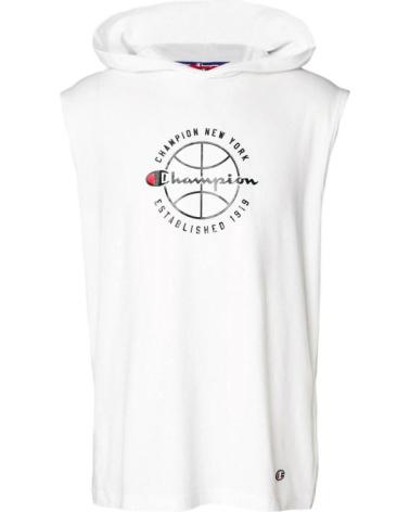 CHAMPION ÄRMELLOSES KAPUZEN-T-SHIRT WEISS BLANCO