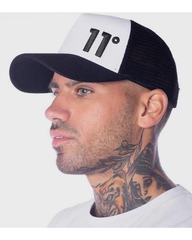 11 DEGREES GORRA TRUCKER BICOLOR BLANCA Y NEGRA CON LOGO BORDADO NEGRO