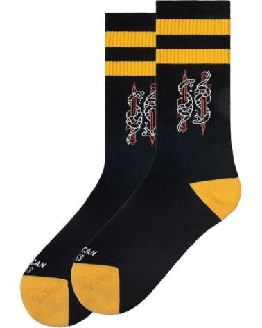 AMERICAN SOCKS SERPENT MID HIGH – SCHWARZ MIT GELBEN STREIFEN UND GRAFISCHEM MUSTER NEGRO