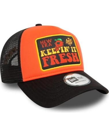 NEW ERA CAPPELLINO TRUCKER NE PATCH ARANCIONE E NERO NEGRO