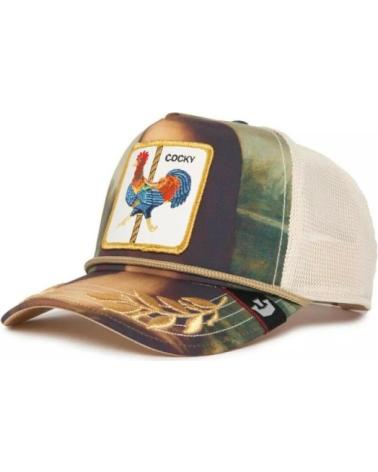 GOORIN BROS 'SICUT MENTULA GIOCONDA' ROOSTER BEIGE CAMO TRUCKER CAP BEIGE