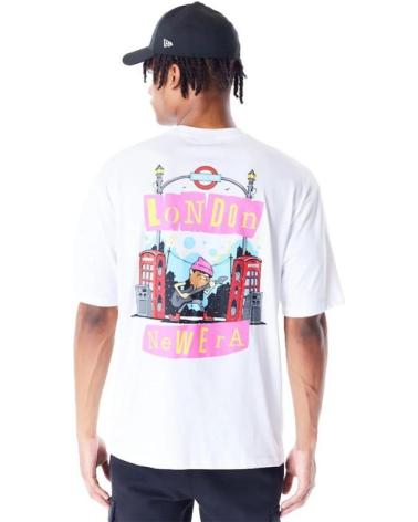 T-SHIRT OVERSIZE NEW ERA LONDON GRAPHIC BRANCA MANGA CURTA BLANCO