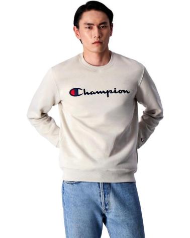 CHAMPION EMBROIDERED LOGO CREWNECK SWEATSHIRT ES057 BEIGE ES057