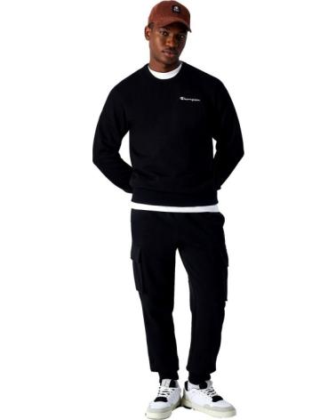 SWEAT-SHIRT CHAMPION SMALL EMBROIDERED LOGO COL ROND NOIR NEGRO