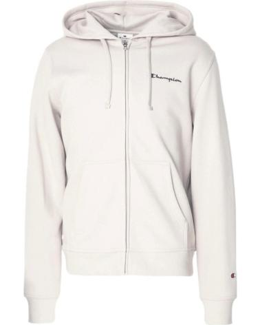 CHAMPION BEIGE FULL ZIP HOODED SWEATSHIRT WITH SMALL LOGO BEIGE