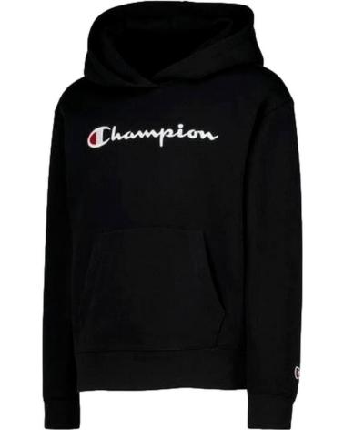 CHAMPION MOLETOM COM CAPUZ JUNIOR PRETO LOGO BORDADO NEGRO