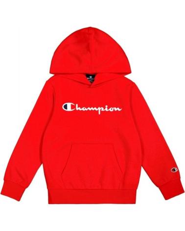 FELPA CON CAPPUCCIO CHAMPION ROSSA - LOGO RICAMATO, MODELLO 306874-RS054 ROJO