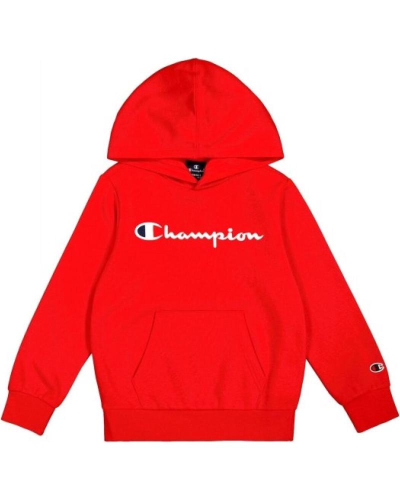 FELPA CON CAPPUCCIO CHAMPION ROSSA - LOGO RICAMATO, MODELLO 306874-RS054 ROJO