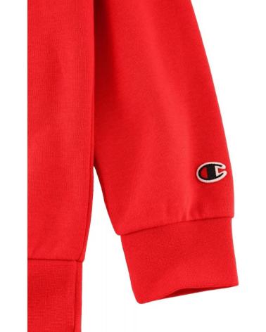 FELPA CON CAPPUCCIO CHAMPION ROSSA - LOGO RICAMATO, MODELLO 306874-RS054 ROJO