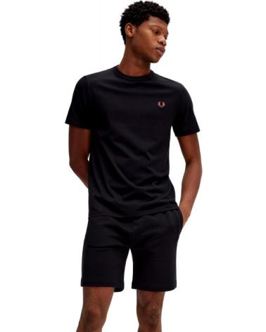 T-SHIRT FRED PERRY SMALL LOGO COL ROND NOIR NEGRO