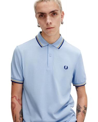 FRED PERRY POLO TWIN TIPPED X51 HELLBLAU CELESTE