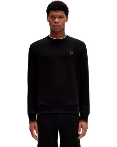 SUDADERA FRED PERRY EMBROIDERED LOGO CREW NECK NEGRA NEGRO
