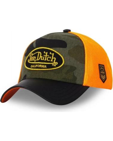 BONÉ TRUCKER VON DUTCH VINT08 CAMUFLAGEM VERDE LARANJA VERDOSO