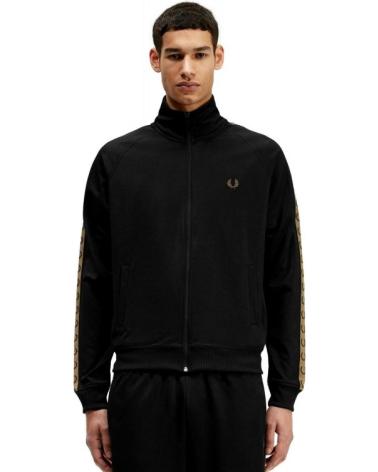 JAQUETA FRED PERRY TRACK JACKET CONTRAST TAPE PRETA NEGRO