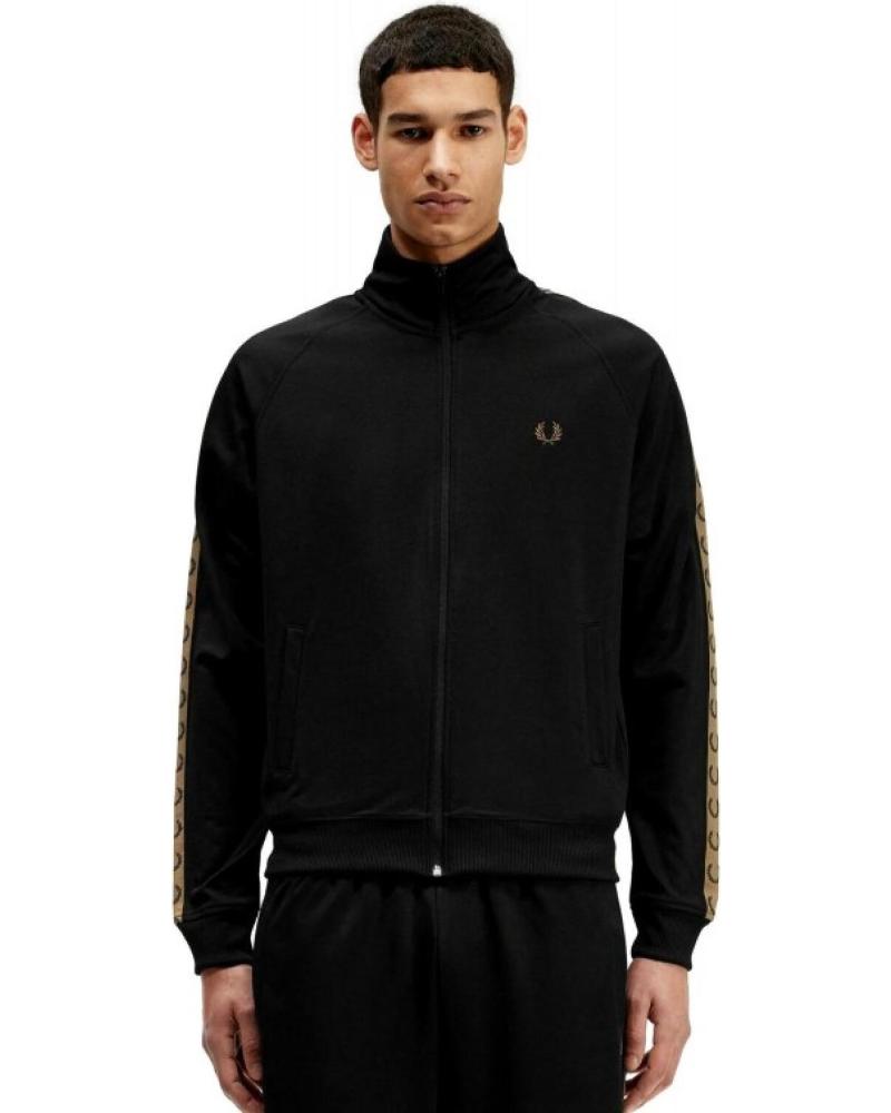 JAQUETA FRED PERRY TRACK JACKET CONTRAST TAPE PRETA NEGRO