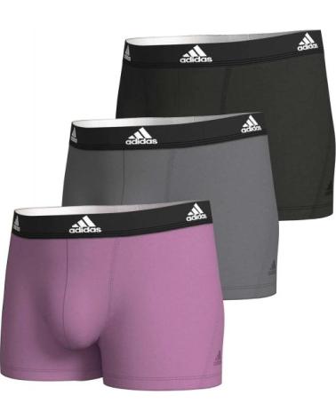 ADIDAS LOT DE 3 BOXERS ACTIVE FLEX COTTON - NOIR, VIOLET ET GRIS MULTICOLOR