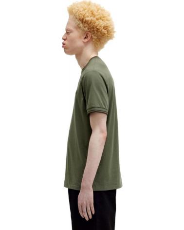 FRED PERRY W49 TEE T-SHIRT MIT KONTRASTKRAGEN UND -BÜNDCHEN GRÜN VERDOSO