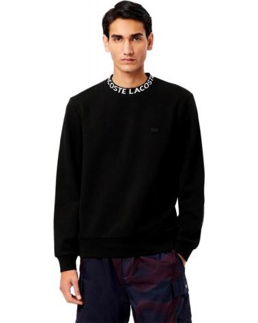 FELPA LACOSTE GIROCOLLO JACQUARD TAPE NERA NEGRO
