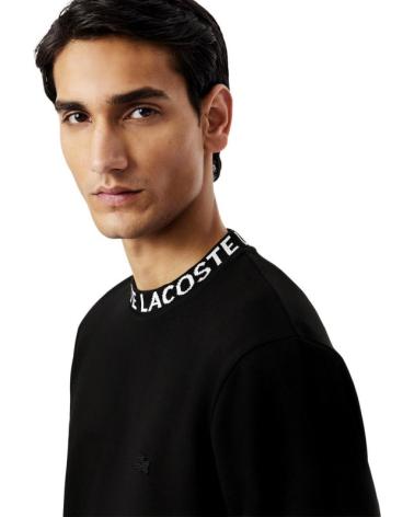MOLETOM LACOSTE GOLA REDONDA JACQUARD TAPE PRETO NEGRO