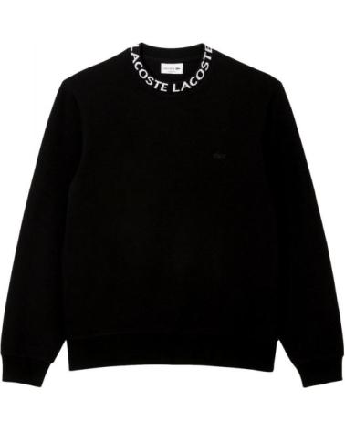 MOLETOM LACOSTE GOLA REDONDA JACQUARD TAPE PRETO NEGRO
