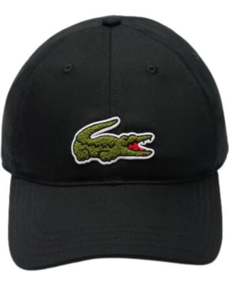CAPPELLINO LACOSTE BIG CROCO NERO NEGRO