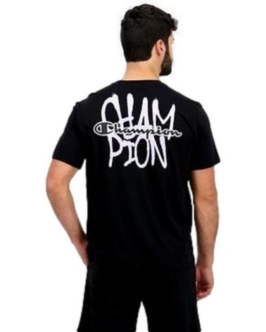 CHAMPION BLACK COTTON GRAFFITI LOGO CREWNECK T-SHIRT NEGRO