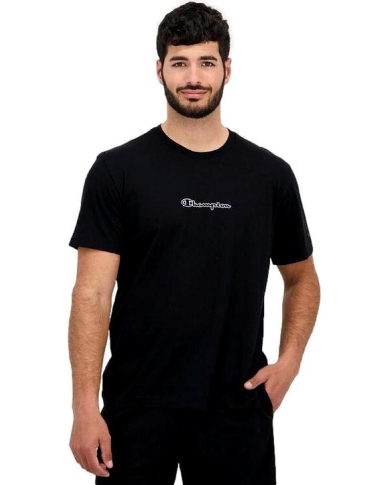CHAMPION BLACK COTTON GRAFFITI LOGO CREWNECK T-SHIRT NEGRO