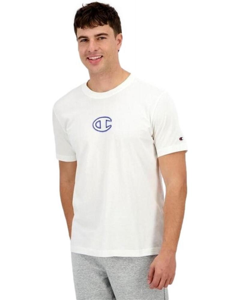 CAMISETA CHAMPION GRAFFITI LOGO CREWNECK AZUL CELESTE DE MANGA CORTA CELESTE