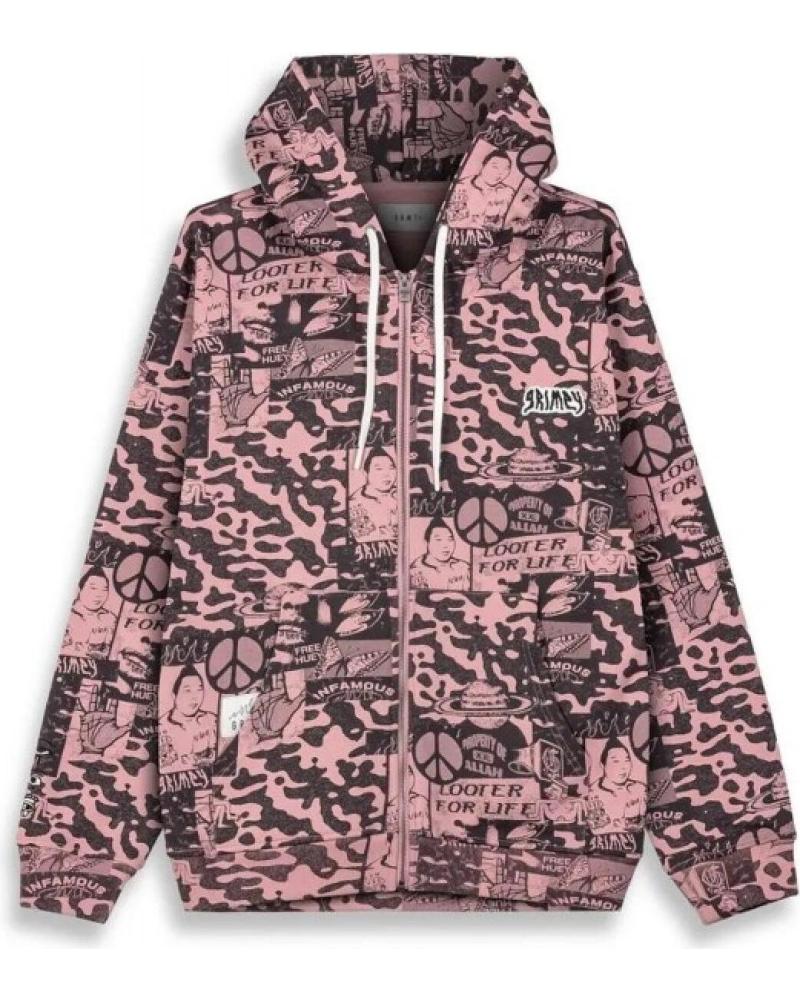 GRIMEY PEACE WITHIN ALL OVER PRINT REGULAR ZIPPER HOODIE PINK ROSA