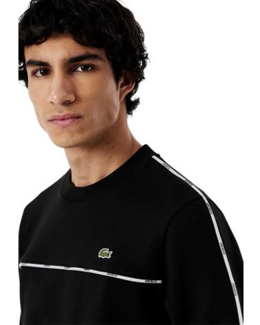 MOLETOM LACOSTE RIBETED CREWNECK PRETO COM PEQUENO LOGO NEGRO