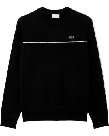 MOLETOM LACOSTE RIBETED CREWNECK PRETO COM PEQUENO LOGO NEGRO