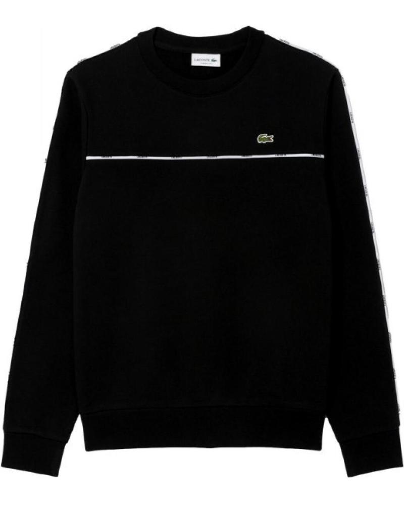 MOLETOM LACOSTE RIBETED CREWNECK PRETO COM PEQUENO LOGO NEGRO