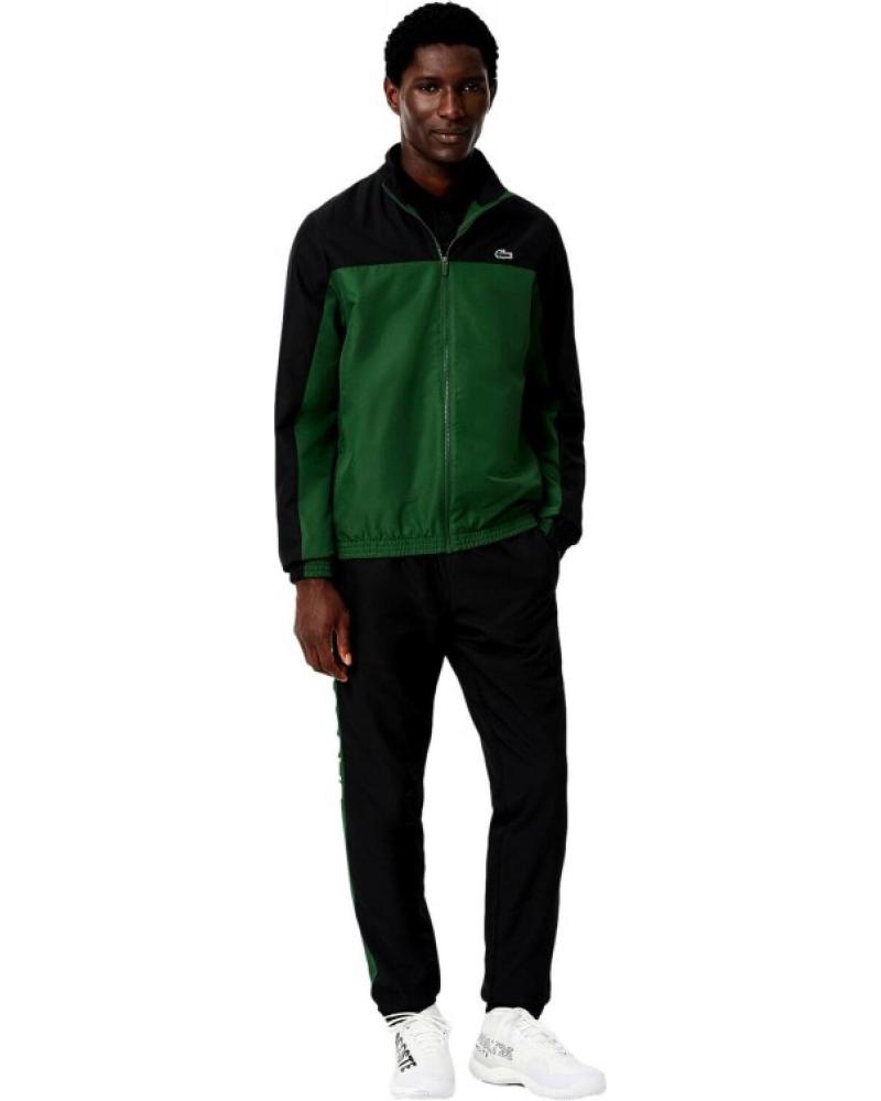 TUTA LACOSTE CON LOGO STAMPATO NERA E VERDE NEGRO