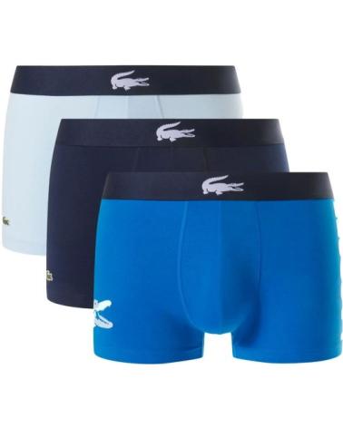 LACOSTE TRIPACK BOXERS DE ALGODÃO ELÁSTICO AZUIS E MARINHO MARINO