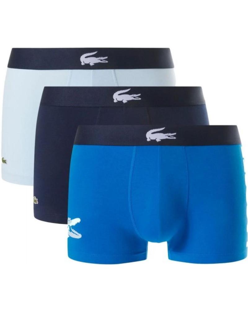LACOSTE TRIPACK BOXERS DE ALGODÃO ELÁSTICO AZUIS E MARINHO MARINO