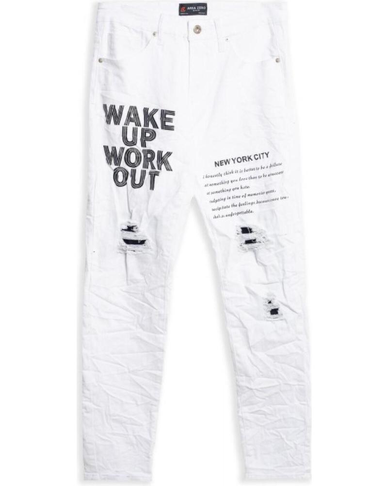 PANTALON BLANC DÉCHIRÉ AREA ZERO WAKE UP POUR HOMME BLANCO
