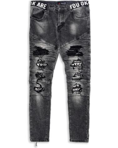 PANTALON AREA ZERO ARE YOU OK WAISTED 1967 PATCHWORK NOIR DÉLAVÉ NEGRO GASTADO