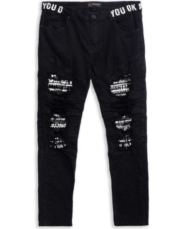 JEANS NOIRS AREA ZERO 'ARE YOU WAISTBAND EBIKEB' AVEC TROUS ET IMPRIMÉ NEGRO