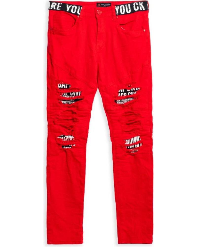 PANTALON RIPPED AREA ZERO WAISTBAND ROUGE ROJO