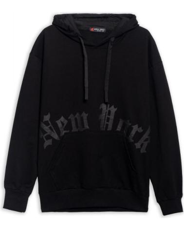 FELPA CON CAPPUCCIO AREA ZERO NY FLOCKED NERA NEGRO